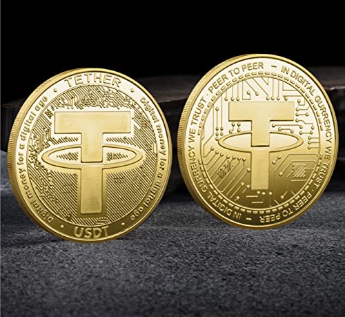 2 Pieces USDT Coin Physical Crypto Coins Tether Cryptocurrency Made Tangible Cryptobitcoins Novelty Hobby Commemorative Coin, Gold - Image 4
