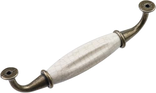 Miniatura 4 de 10 tiradores de cerámica color bronce/blanco para muebles de bronce antiguo, manijas de cajón central de 5 pulgadas (5.039 in) para armario