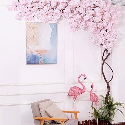 XOOFMASS 8.5FT Cherry Blossom Vines Handmade Artificial Cherry Blossom Tree with 26 Branches Cherry Blossom 3 Tree Vine and Wooden Fence, Fake Flowers Garland for Wedding Party Home Decor,Light Pink