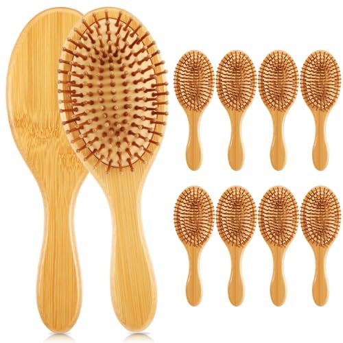 10 Pack Bamboo Hair Brushes for Scalp Massage
