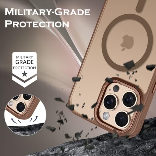Image of GUAGUA Case for iPhone 16 Pro Max with Invisible Kickstand, Satin Skin Feel Matte Anti-Scratch, Slim Military-Grade Shockproof Semi-Transparent Cover for iPhone 16 Pro Max 6.9 inch, Brown