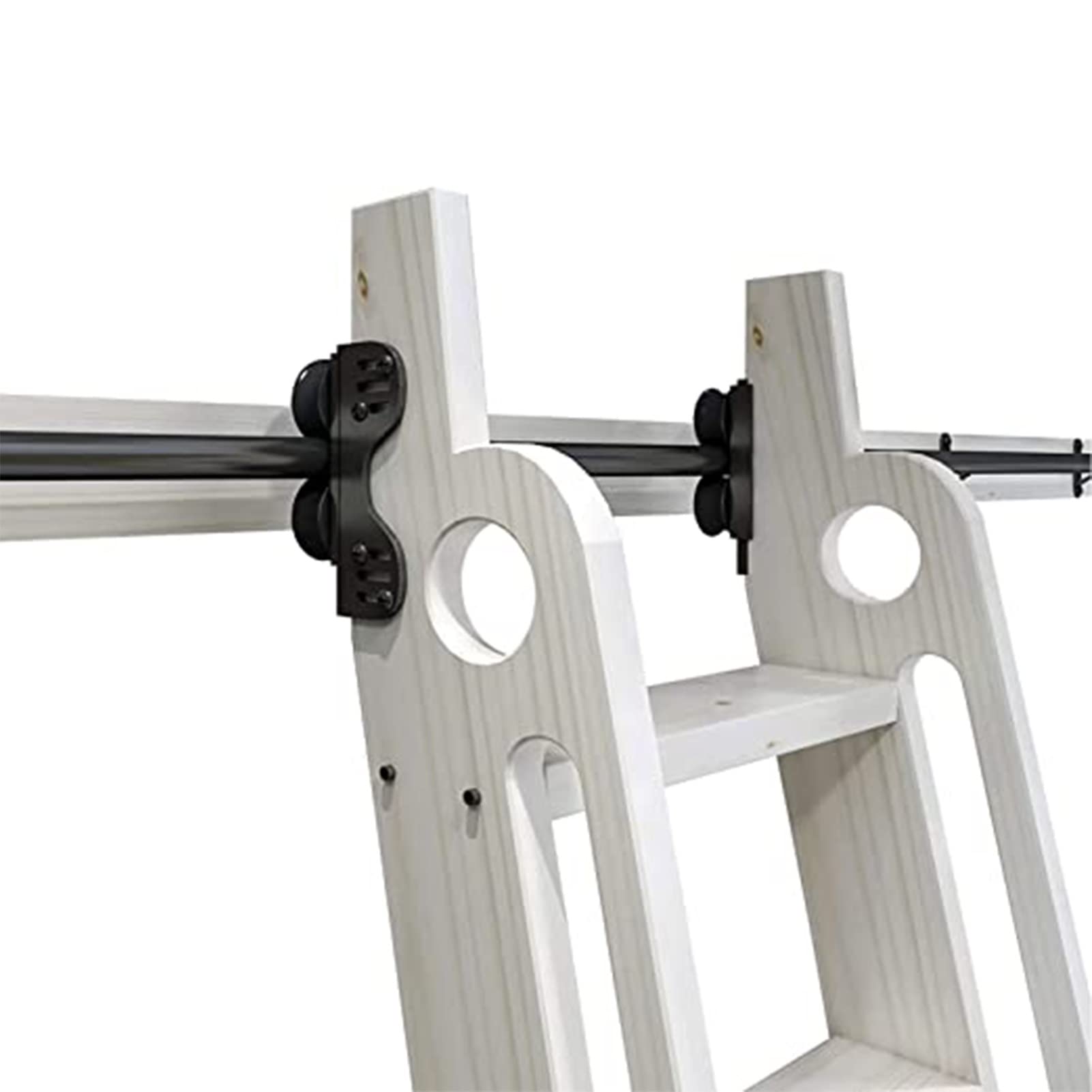 Luyckfrazy Scala per Libreria Scorrevole Binario Sospeso 3.3ft-20ft, Kit per Ufficio a Soppalco Con Ruote a Pavimento (Senza Scala) (Size: 200cm Kit Pista)