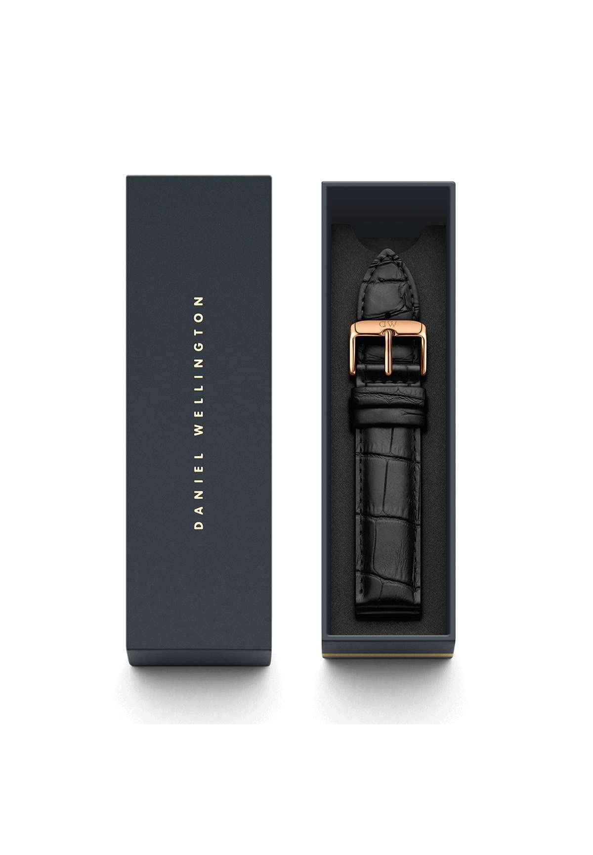 Daniel Wellington Classic Reading Cinturino Uomo, 20mm, in Pelle, Nero/Oro Rosato