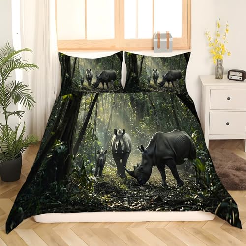 Housse de couette 220x240 rhinocéros ensemble de literie microfibre kK5933 - 3
