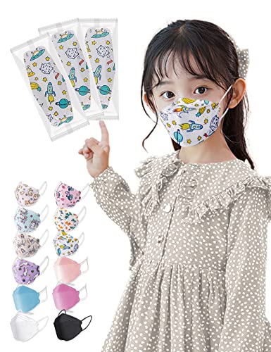 [FunHoom] 子供用マスク KF94 10/20/30/50/100個入 不織布マスク ホワイト 不織布4層フィルター メ 3D立体 使い捨てマスク 子供サイズ 通気性 耳が痛くな (子供) (ロケットスター, こども用 (100個))