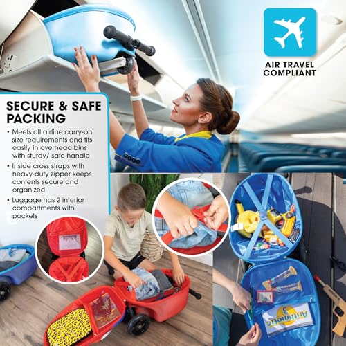 KIDDIETOTES 3-D Hardshell Luggage Scooter for Kids - Lightweight Rideable Luggage for kids - Fits in Overhead Bins - LED Light Up Wheels4