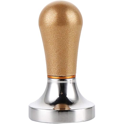 CALANDIS 57mm Convenient Grip Coffee Tamper Barista Espresso Tamper Base Press Tool Holder Aluminum Alloy Brown