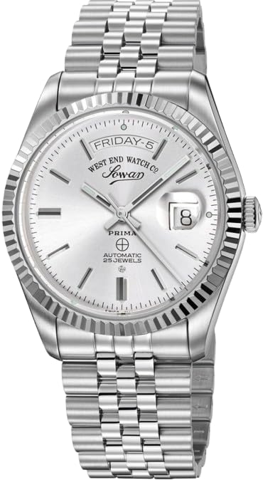 West End Watch Co Automatic Analog Men's Luxury Stainless Steel Wrist Watch Classic and Swiss Made Sunray Silver