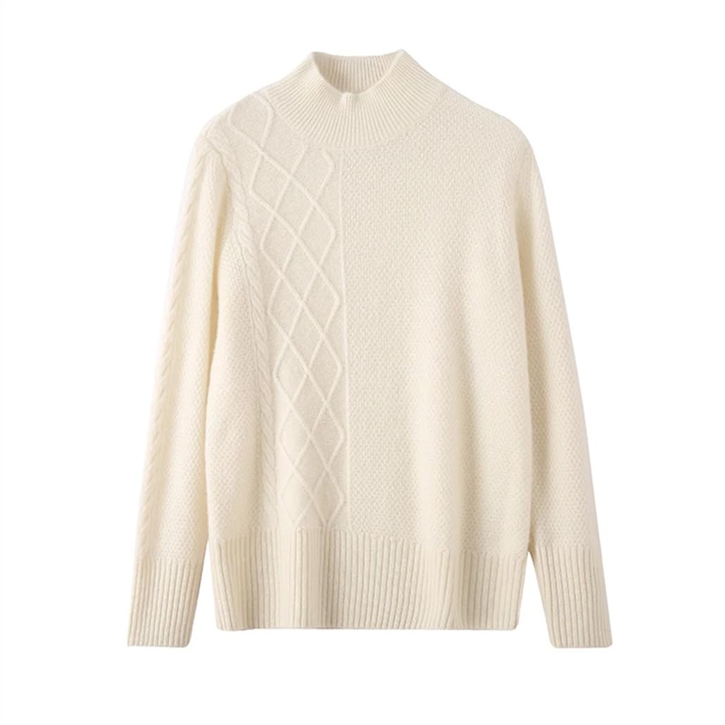 Maglione da donna a collo alto in cashmere, per autunno e inverno, tinta unita, caldo, lavorato a maglia