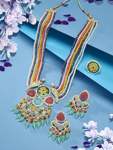 Juego de joyas de cristal multihebra Stones DMZ-2756 juego de latón ligero talla S 6