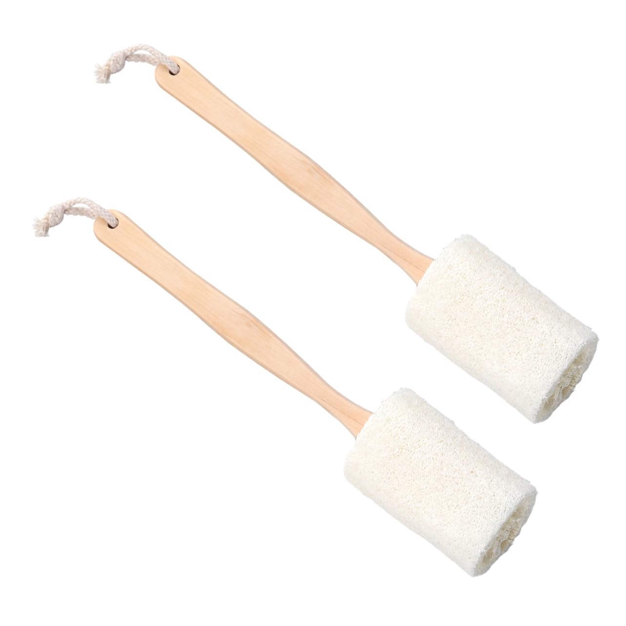 POPETPOP 6pezzi Spazzola Esfoliante Con Manico Legno Spugna Naturale Per Bagno Scrub Per Schiena e Corpo Adatta Per Secca e Grassa Facile Da Appendere e Asciugare