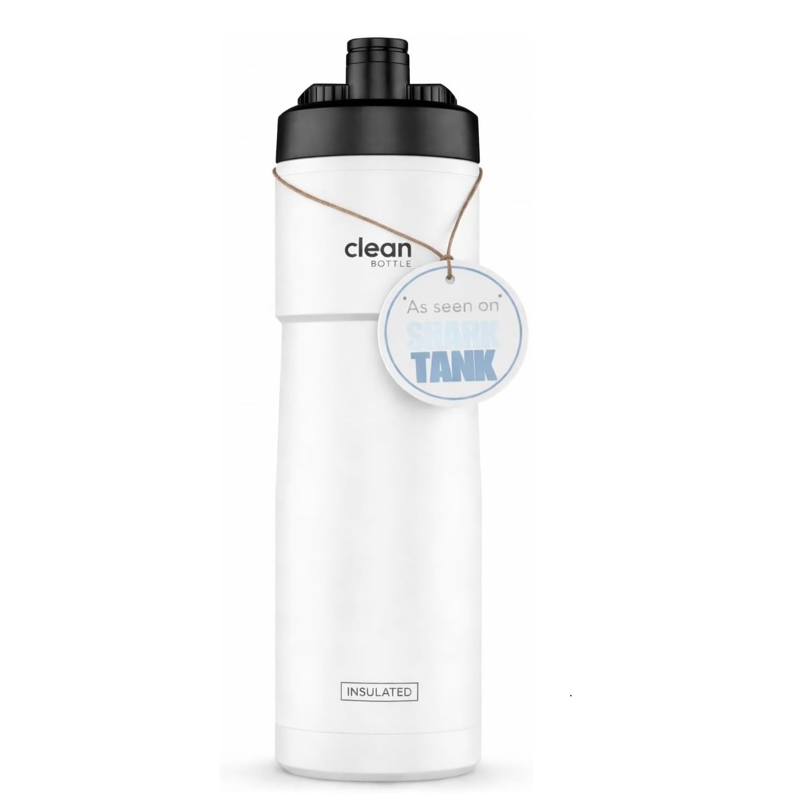 The Clean Hydration Co, Sport 20 izolowana butelka na wodę rowerową z łatwym czyszczeniem nasadką, łatwe ściskanie, do jazdy na rowerze, błyszcząca biel