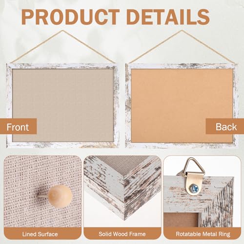 Teling 9 Pack Wood Bulletin Boards with Linen 12''x 16'' Cork Board for Walls with 90 Pushpin Decorative Wood Framed Display for School Office Home Decor (Netural White) - Image 3