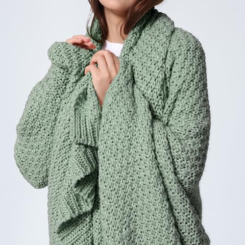 WDCOZY Chunky Cable Knit Throw Blanket Super Soft Warm Knitted Throw Blanket for Couch, Sofa, Chair, Bed Lightweight Breathable Cozy Comfortable Home Decorative Sage Green 50x60 Inches - image 4