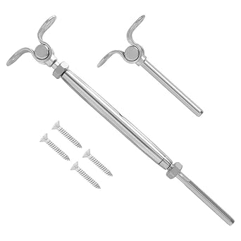 50 Pack Cable Railing Kit 3/16" Cable Railing Hardware T316 Stainless Steel Marine Grade Stainless Steel Tensioner Set Cable Railing with Deck Toggle+ Screws for Stair Cable Railing