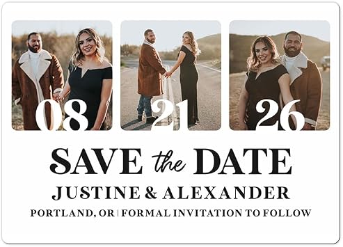Custom Save The Date Fridge Magnets | Personalized Photo Magnets for Wedding Party | Custom Photo Fridge Mags | Premium Photo Magnet | Wedding Party Favors & Gifts 100, 3 Photos, 3x4.5