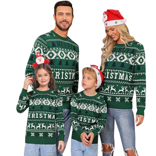 Migcaput Jersey Navideñas Familiares - Jersey de Punto Copos de Nieve de Renos para Hombre, Mujer y Niños - Jerseys de Navidad para Parejas para el Invierno 2023 Ropa Navideña Familiar