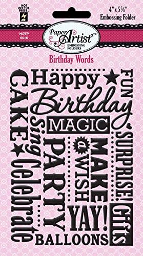 HOTP Paper Artist Birthday Words Embossing Folder HOTP6016