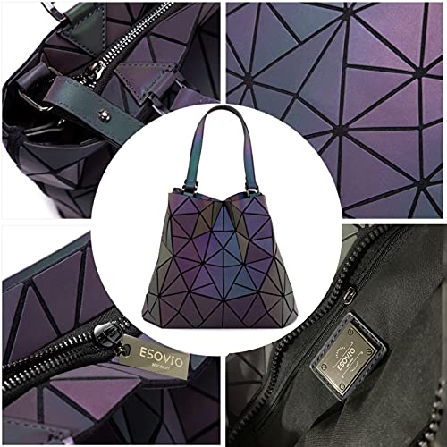 Esovio Irregular Geometric Luminous Shoulder Bag And Handbags For Lady Grid Holographic Reflective Purses Totes Shopping Rucksack #TOP1