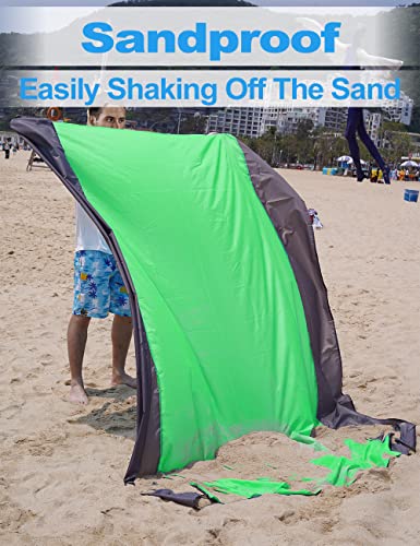 Henrycares Beach Blanket Picnic Blanket, Extra Large 250 x 200cm Sandproof Waterproof Beach Mat with 4 Stakes for 5-8 Adults, Summer Essentials Outdoor Blanket for Travel Camping Hiking Picnic (Green) - Image 3