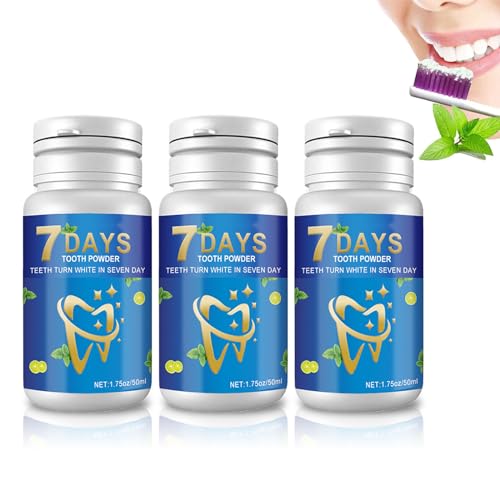 7 Days Tooth Cleaning Powder,50ml Teeth Whitening Powder,7 Days Tooth Powder Whitening,Mint Tooth Powder,Yellow Teeth Stain Remover,Peroxide Free Toothpaste,for Removing Tartar (3PCS)