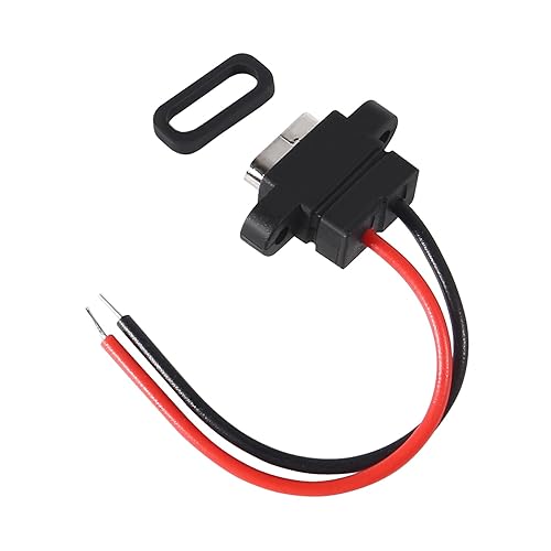 Miniatura 7 de XIITIA 8 unids conector USB tipo C Chasis hembra 2 pines para bricolaje, cable de soldadura 2P impermeable tipo cable USB C Pigtail Cable de