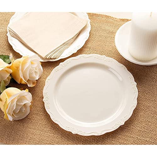 Wedding Dinnerware, Ivory White Plastic Plates (7.5 X 7.5 In, 25-Pack) #TOP1