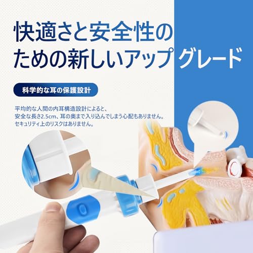 耳かき 電動耳かき 耳掃除吸引 耳専用掃除機 振動 耳垢取りみみかき 電動イヤークリーナー 軽量 水洗い可能 耳垢除去キット繰り返し使用 ポータブル 収納ケース付き 日本語取扱説明書 ダークブルー