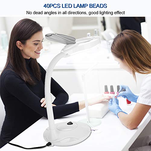 Qkiss 3 Fache Tattoo Vergrößerungslampe, LED Lupenleuchte Beauty Light Desktop Kaltlichtlupe, Dimmbares Ringlicht Lupe… – Bild 3