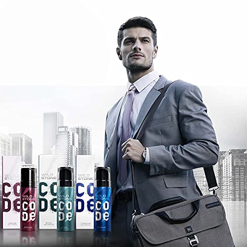 Image of WILD STONE CODE Iridium, Steel & Titanium No Gas Body Perfume Spray Combo For Men, Pack Of 3 (120 Ml Each)