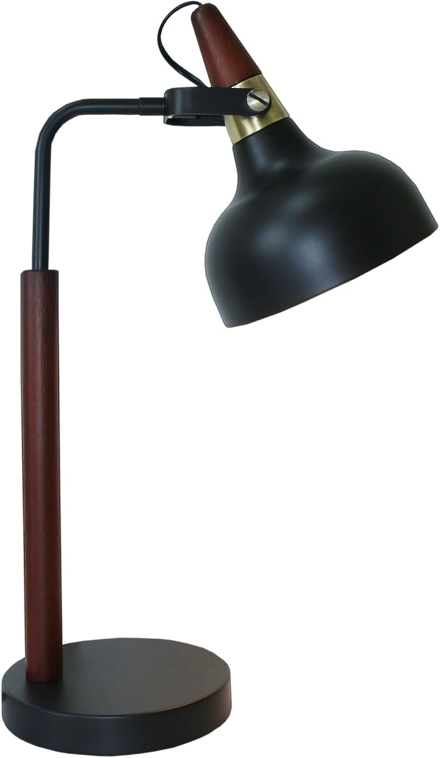 Modern Desk Lamp, Black Metal Table Light with Cone Shade, Adjustable Reading Lamp for Office, Bedroom, Study, 20 Inch Height, E12 Base