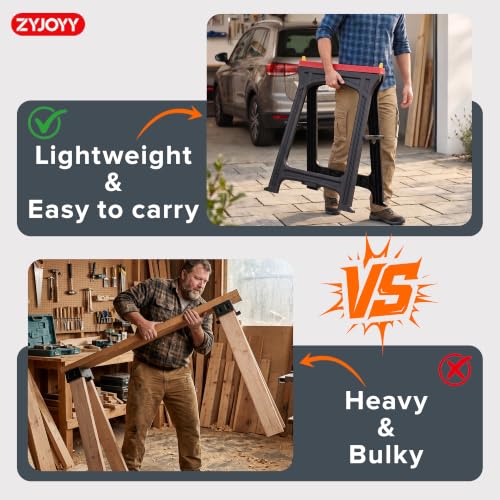 ZYJOYY Folding Plastic Sawhorse 2-Pack
