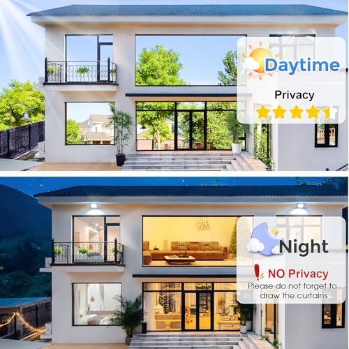 Image of Coavas One Way Privacy Window Film with 3 Tools, Reflective Window Tint for Home, Daytime Privacy See Out Not in, Heat Control & UV Blocking Adhesive Covering for Bedroom Office,23.6 x 393.7Inch,Blue