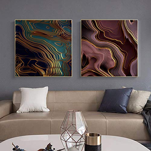 Impression sur toile moderne nordique de prestige avec motifs abstraits ondulés pour séjour élégant