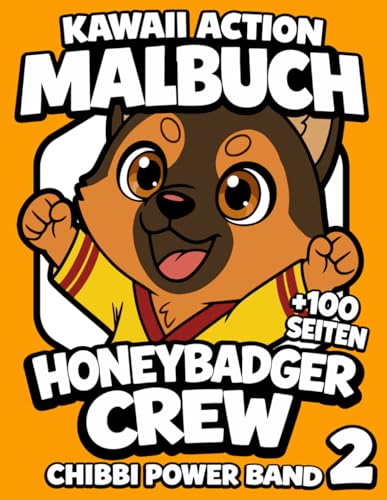 Kawaii Action Malbuch fuer Kinder: Honeybadger Crew ? Chibbi Power Band 2 | Malen, Schneiden & Gestalten | Collage System fuer k
