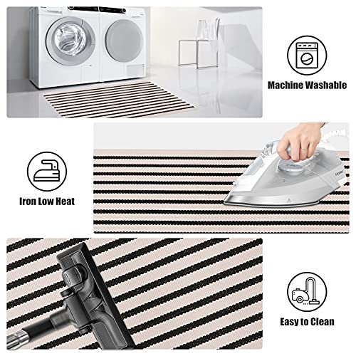 Leevan Black And White Striped Outdoor Rug Runner 24"X51" Layering Doormat Farmhouse Front Porch Rug Cotton Woven Washable Throw Carpet For Hallway/Front Steps/Bathroom/Kitchen/Home Entrance #TOP5