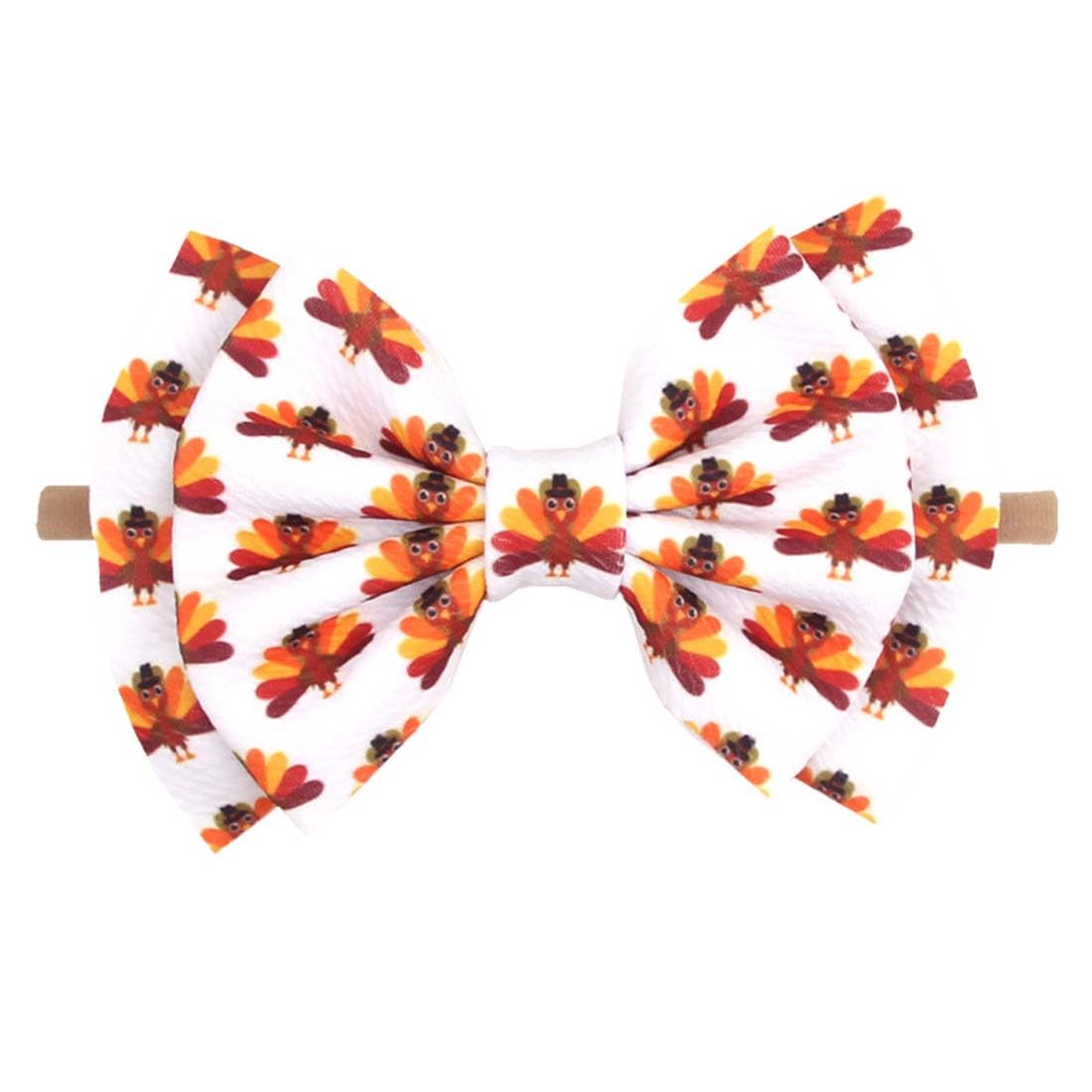 Baby Thanksgiving Headband Turkey Print Turban Headband for baby Thanksgiving Bow Hair Band TSFD41 (Nylon Headband)