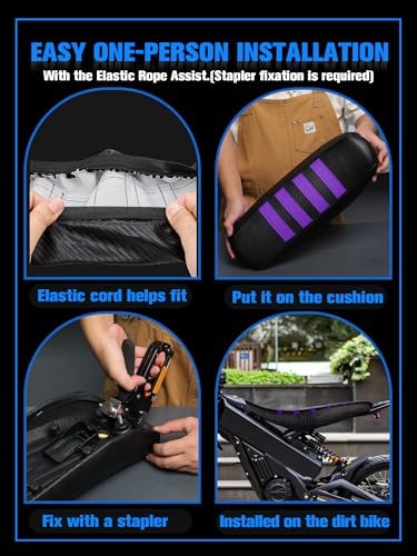Image of Seat Cover for Talaria XXX X3, Electric Dirt Bike Soft Seat Cover Compatible Fit for Taparia X3 Ribbed Easy Installation Purple