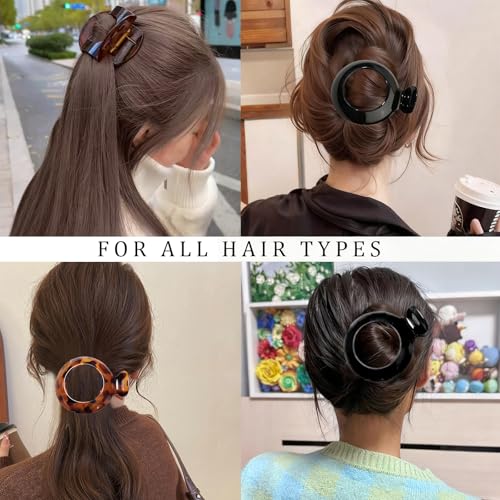 4 Piezas Pinzas Planas Grandes para Cabello, Clips Fuertes de Pata de Pato con Diseño Leopardo Negro para Mujeres miniatura 6