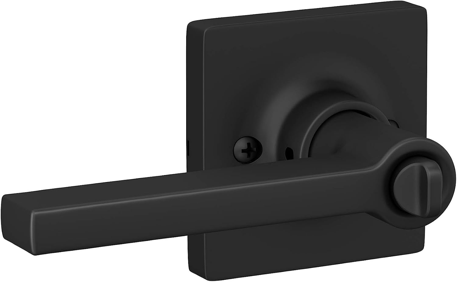 Lock Scout Straight Lever with Square Trim Bedroom and Bathroom Door Handle, Matte Black Finish, 8 Pack