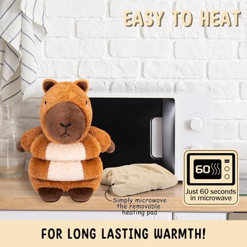 Image of Happy Fuel Capybara Microwavable & Weighted Stuffed Animals - Unscented Heatable Plush Doll, Cute Capybara Plush Toys Gifts for Girls Boys and Kids