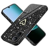 Yichxu Etui na telefon komórkowy do Xiaomi Redmi 15C 4G/5G (EU), błyszczące serce, silikonowe, TPU, odporne na uderzenia, etui typu bumper, błyszczące, ultra cienkie, odporne na zarysowania, czarne