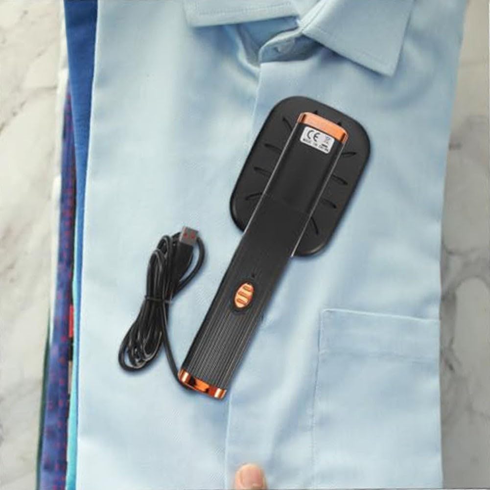 Mini fer à repasser à vapeur portable, avec alimentation USB, compact et portable, rotatif à 180 degrés, pour la maison et les voyages (noir)