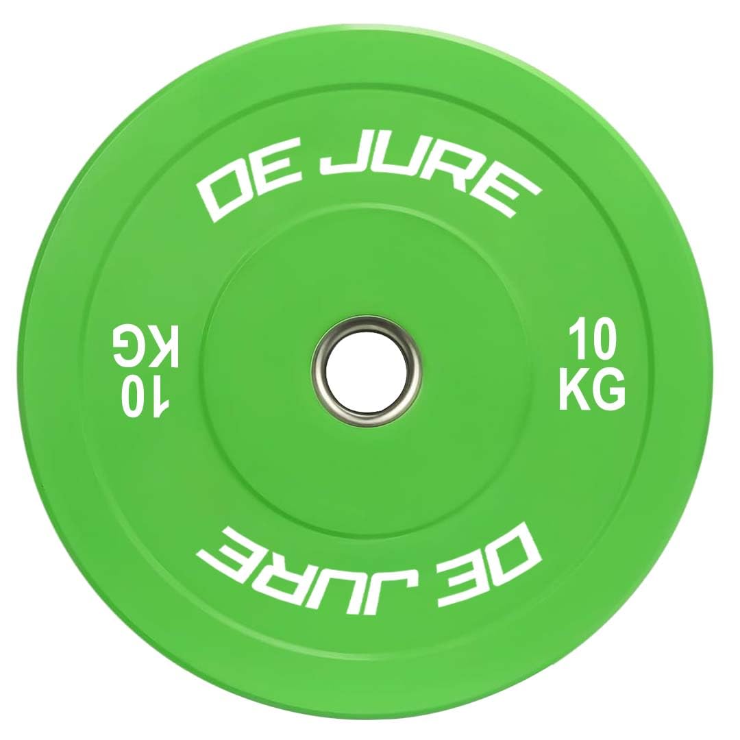 De Jure Fitness Rubber Coated Bumper Plates for Strength Training, Olympic, Anti-Slip, Durable, for Home Gym and Commercial Use (10 KG-SINGLE-GREEN)