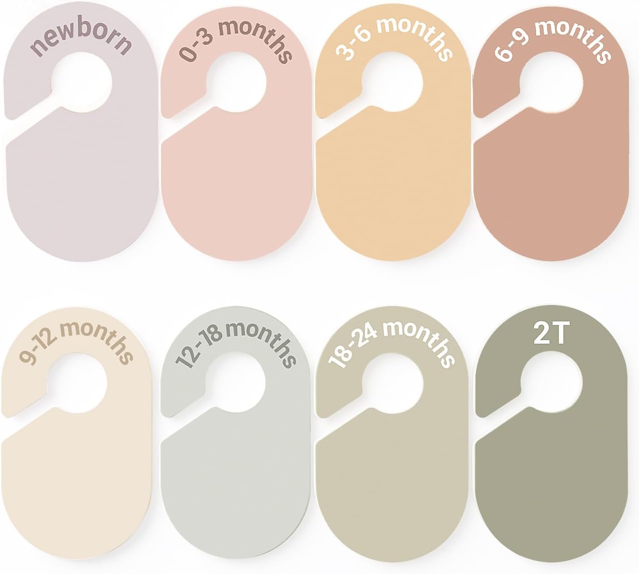 Baby Size Clothes Dividers for Closet: Nursery Hanger Month Dividers for Clothing Organizer - Set of 7 Infant Age Separators from Newborn to 24 Months for Boho Room Decor