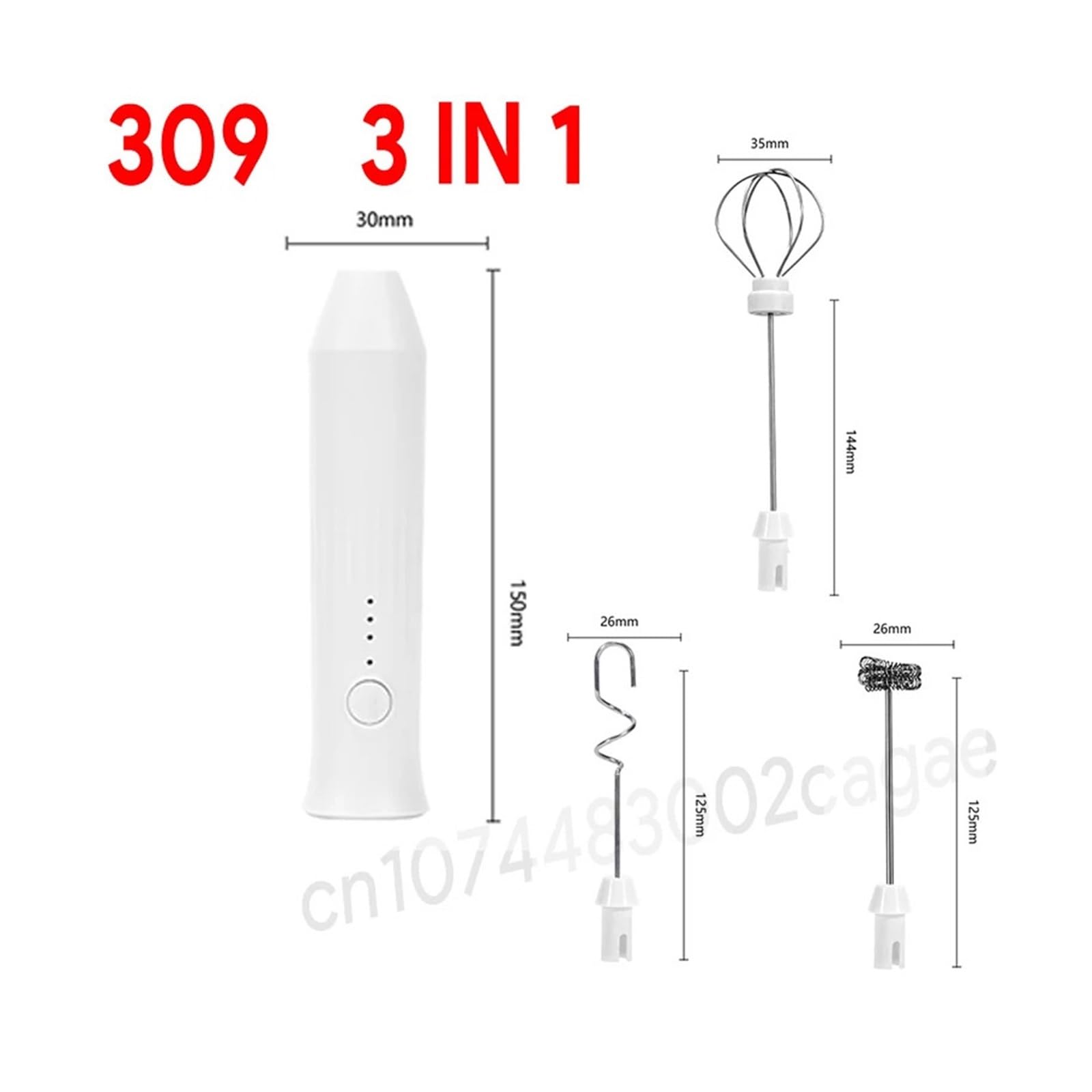 Montalatte For Caffè Elettrico/frusta For Latte + Frullino For Le Uova MINI Frullatore For Alimenti USB Ricaricabile Portatile A Tre Velocità Strumenti For Caffè Espresso(309-WHITE)
