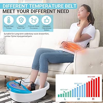 LeCuag Ionic Foot Bath Detox Machine, Ion Foot Spa Cleanse Machine to Remove Toxins, Foot Bath Soak Tub Kits with Heat Waist Belt, 2 Super Arrays, 100 Basin Liners