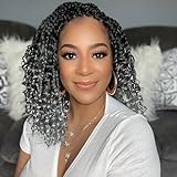 Goddess Box Braids Crochet Hair Box Braids Crochet Hair For Black Women Pre Looped Crochet Hair with Curly Ends Bohemian Crochet Box Braids Crochet Hair(12inch(Pack of 8), Tgrey)