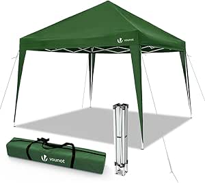 VOUNOT Pavillon Faltbar 3x3m, mit 4 Sandsäcke, Pop Up Faltpavillon, UV-Schutz 50+, Grün