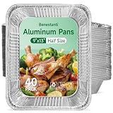 9x13 Inch Aluminum Pans (40 Pack) – Disposable Half-Size Foil Pans, Deep Tin Foil Pan, Disposable Baking...